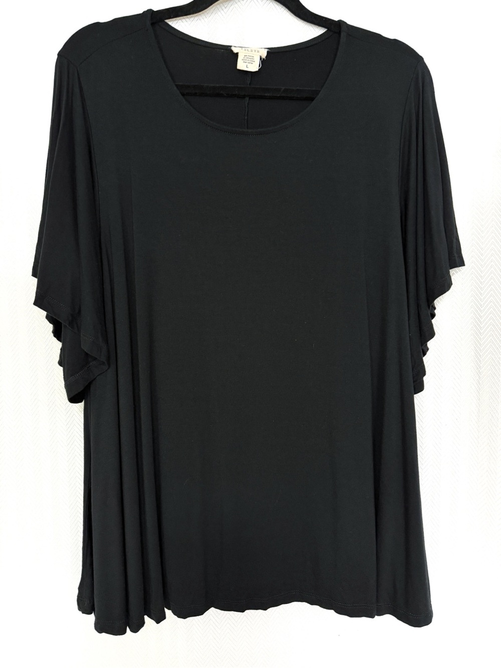Yelete Black Flutter Sleeve Women’s Top Size L